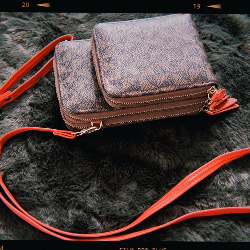 Elegant Brown and Red Women's Crossbody Bag